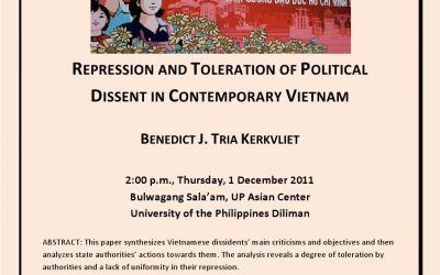 Repression and Toleration of Political Dissent in Contemporary Vietnam: A Lecture by Dr. Benedict Kerkvliet